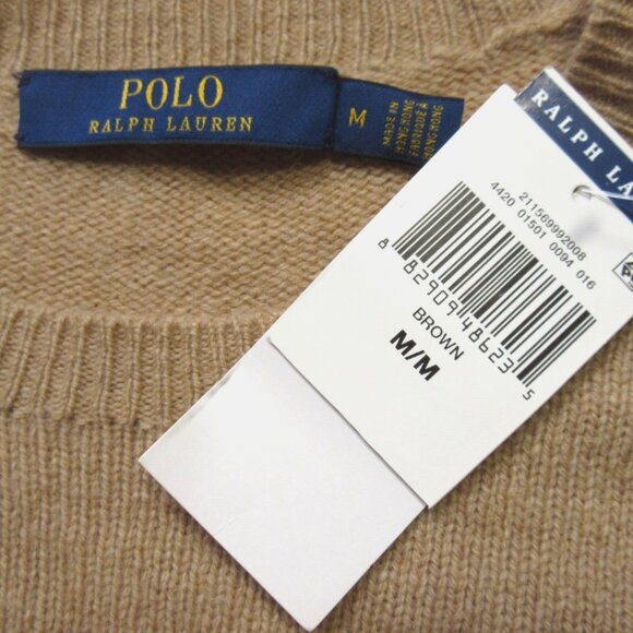 NWT Polo Ralph Lauren Cashmere Wool Mini in Camel Elbow Patch Sweater Dress M - Picture 4 of 5